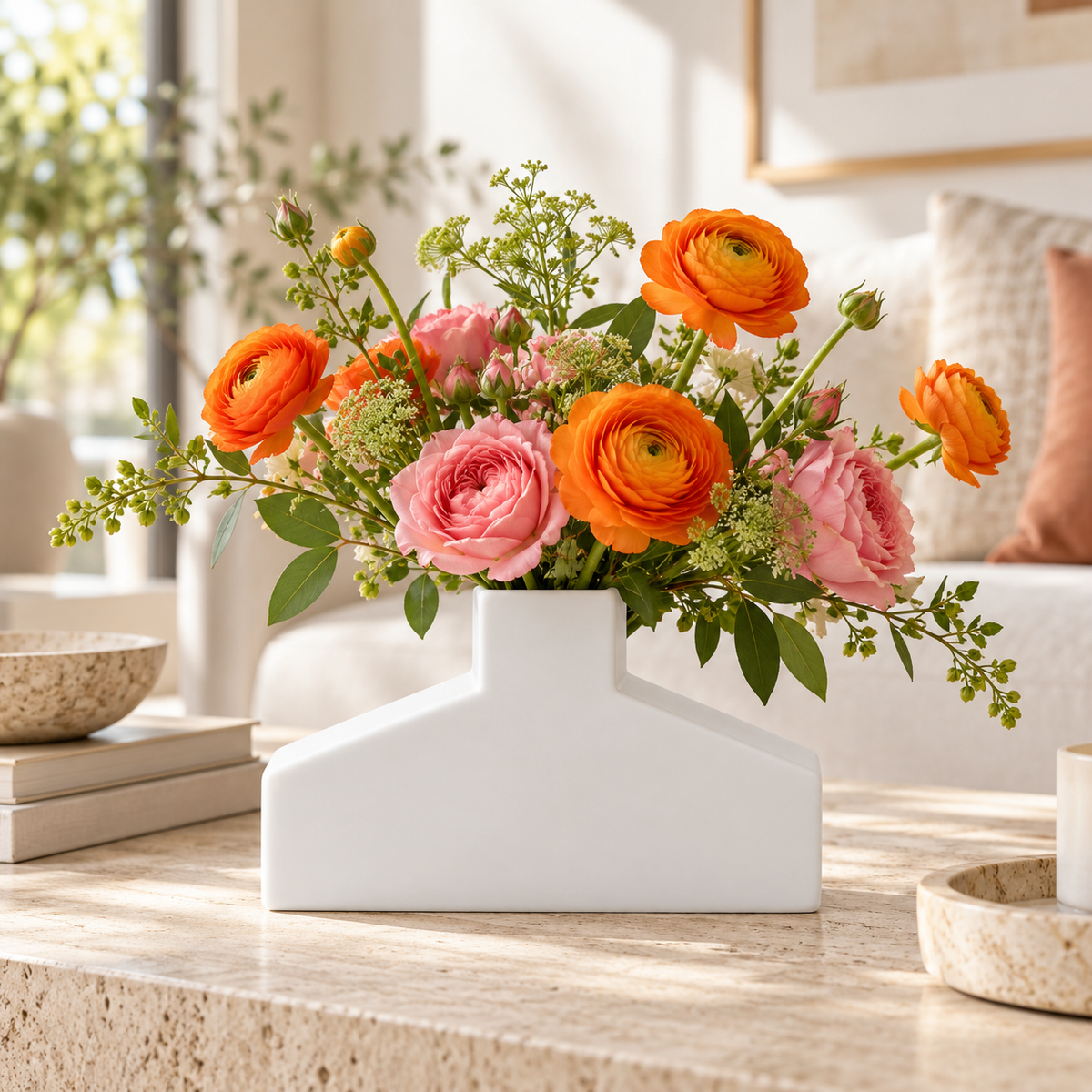 Kneena Ceramic Flat Bottle Vase