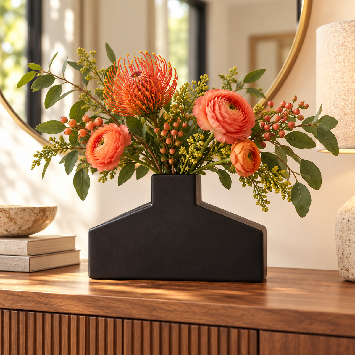 Kneena Ceramic Flat Bottle Vase