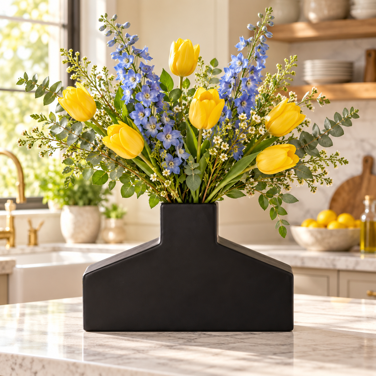 Kneena Ceramic Flat Bottle Vase