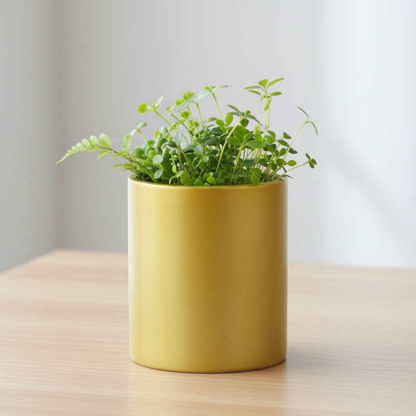 Ziva Ceramic Round Brushed Pot