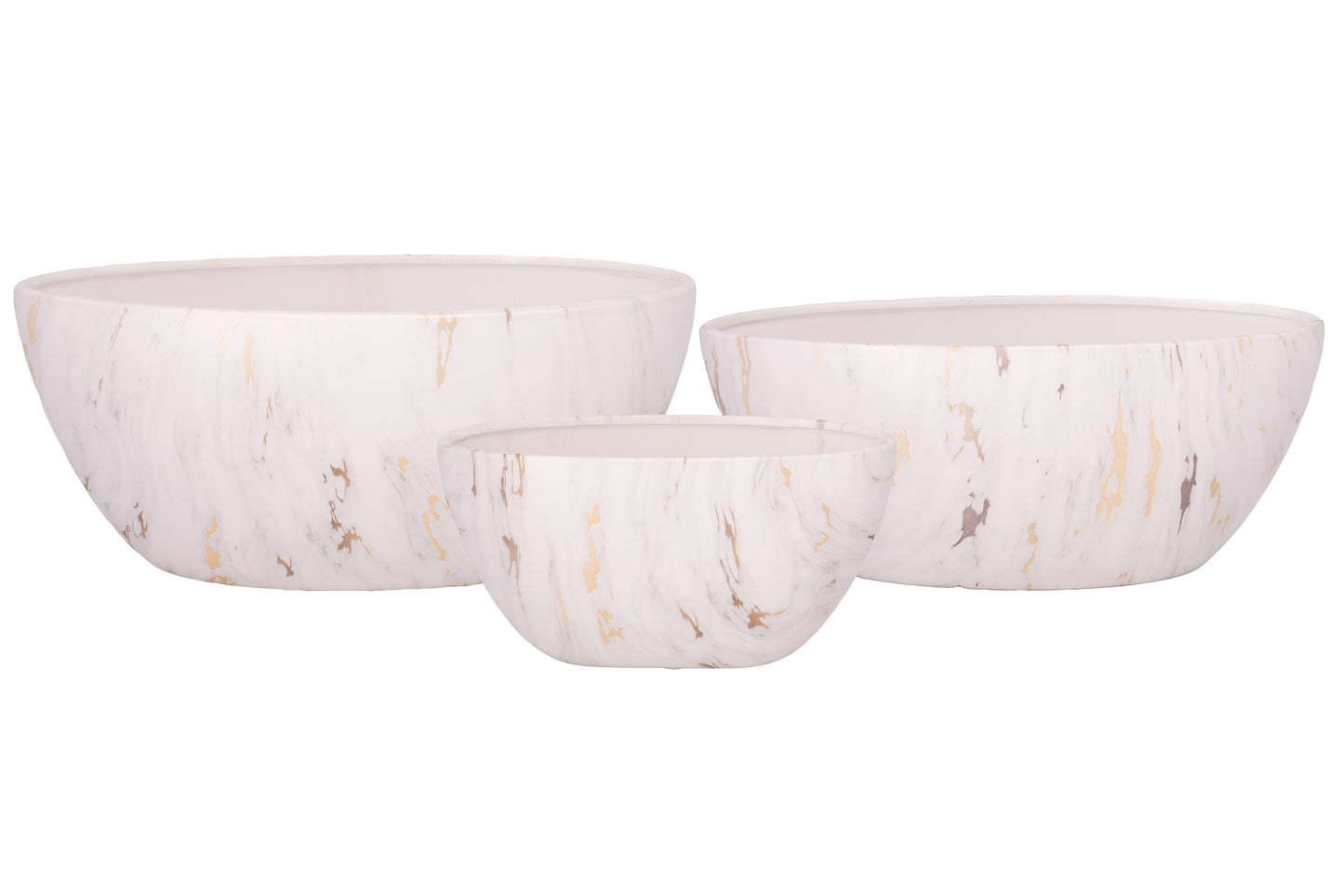 Ceramic Oval Pot Set of Three Matte Finish-8.50"H