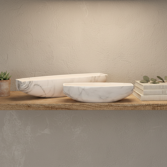 Gracelyn Marbleized Ceramic Boat Pots (Set of 2)
