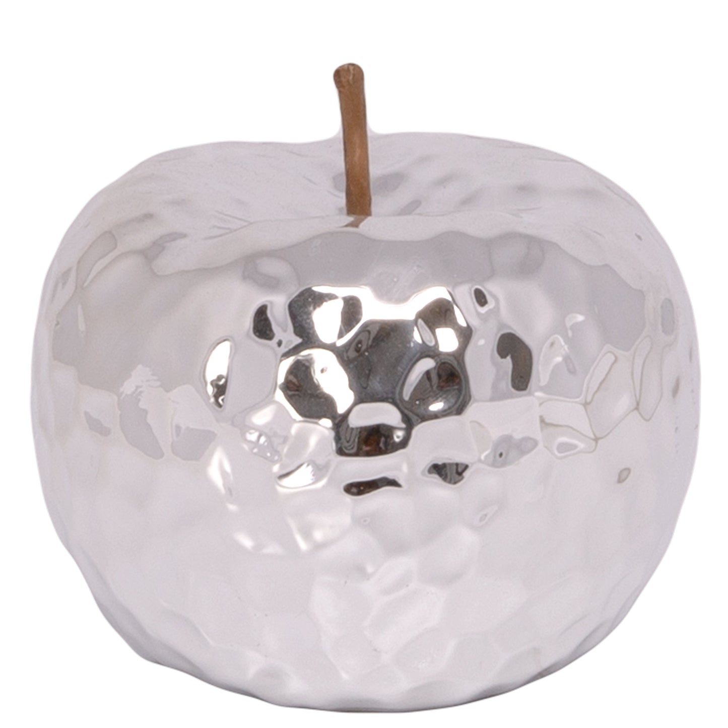 Decorative silver apple on a white background