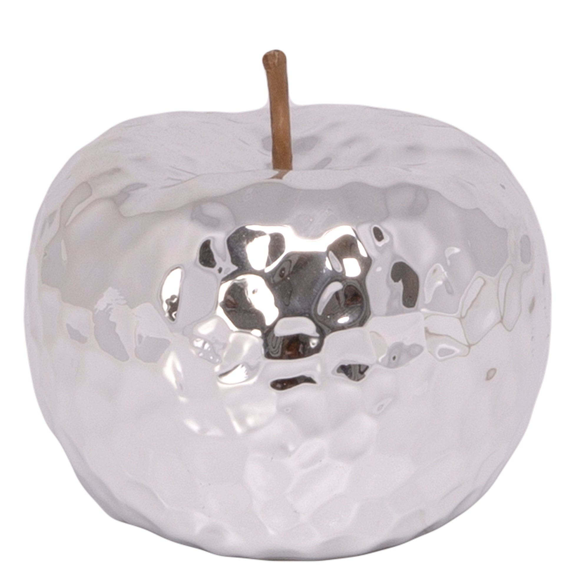 Decorative silver apple on a white background