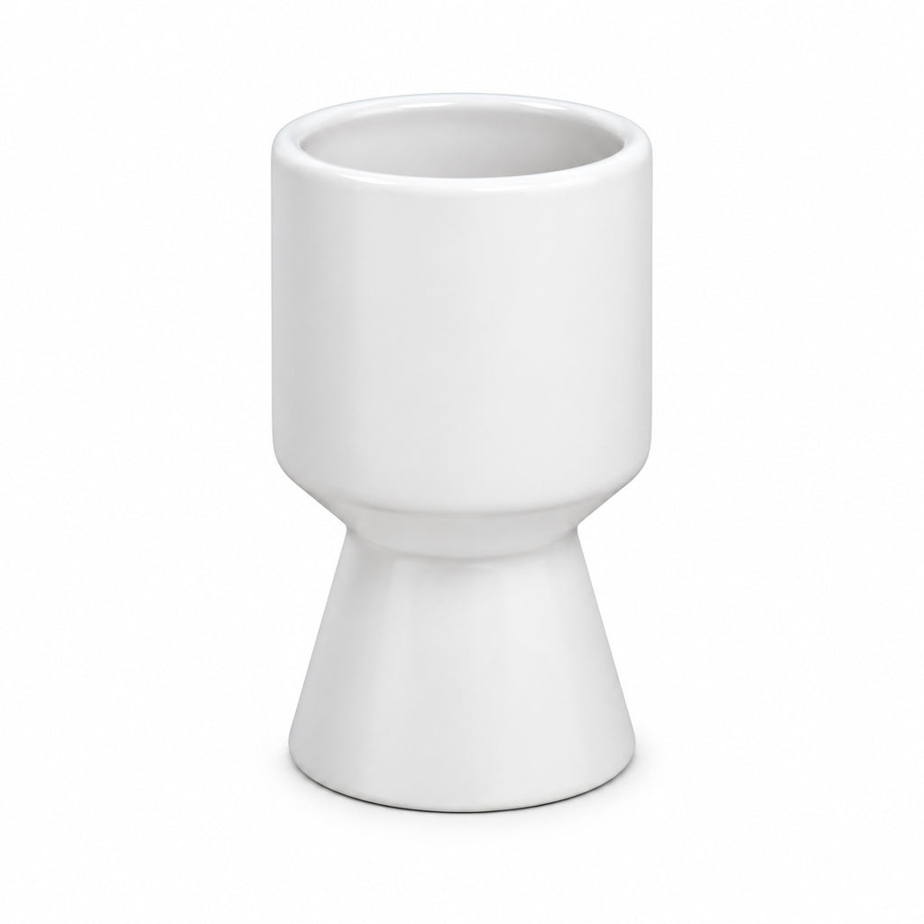 A shiny white ceramic round pot large finish, isolated on a white background.