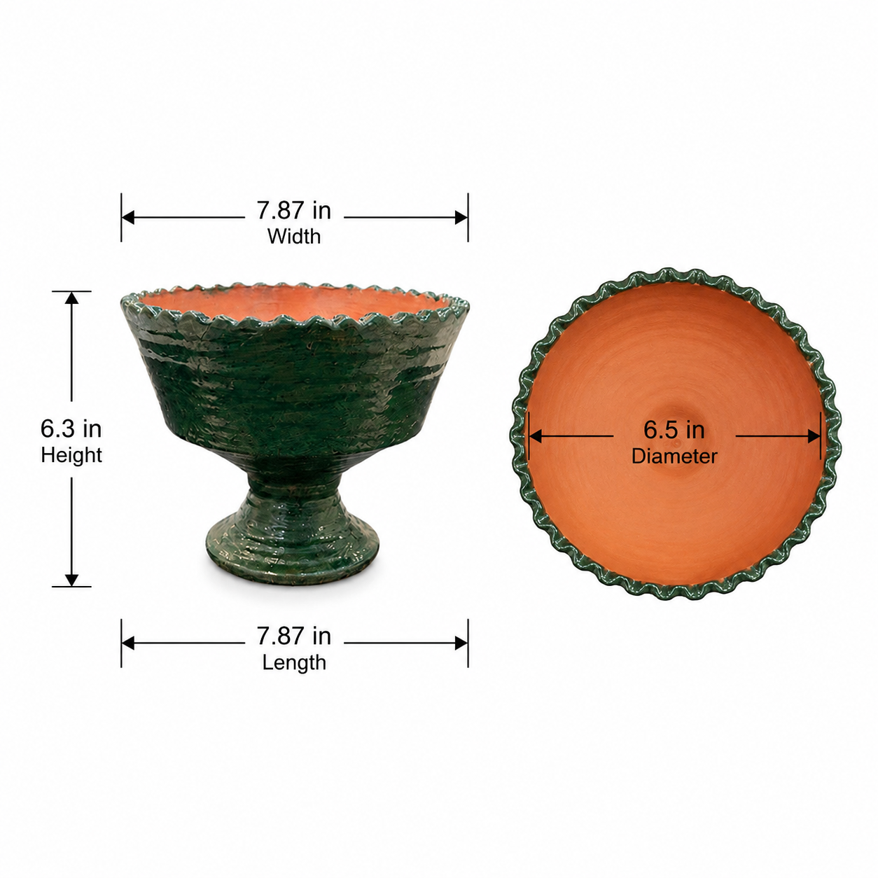 Fia Scalloped Ceramic Pedestal Planter