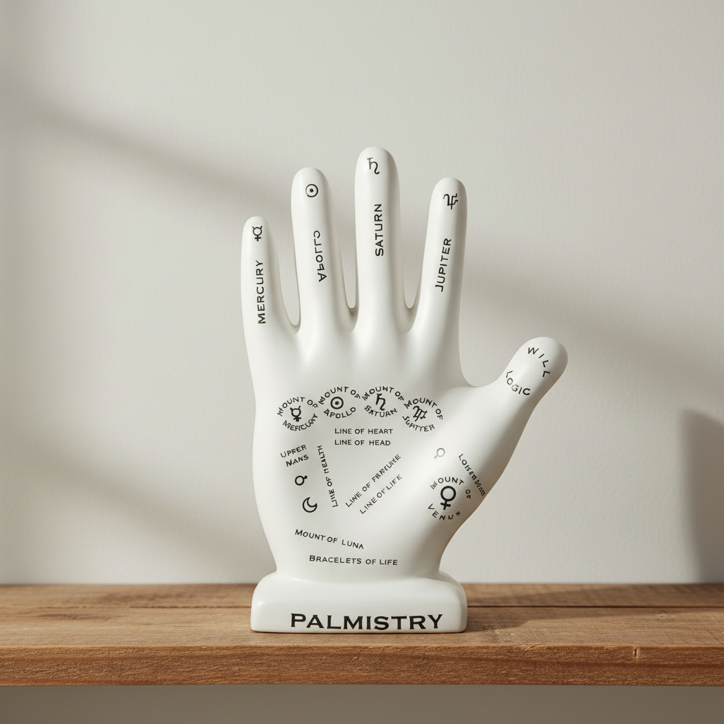 Astora Ceramic Right Hand Figurine with Astro Palmistry Design