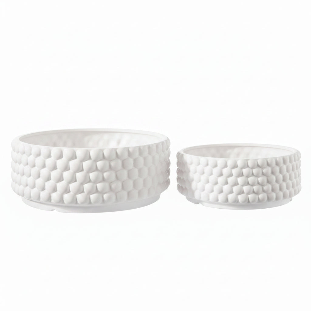 Ceramic Round Bowl Matte Finish White-6.50"H