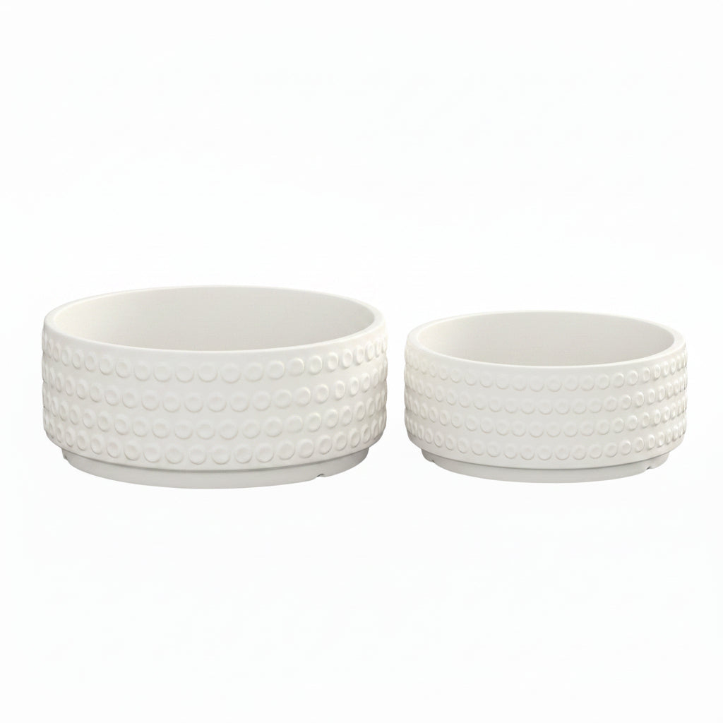 Ceramic Round Bowl Matte Finish White-6.50"H