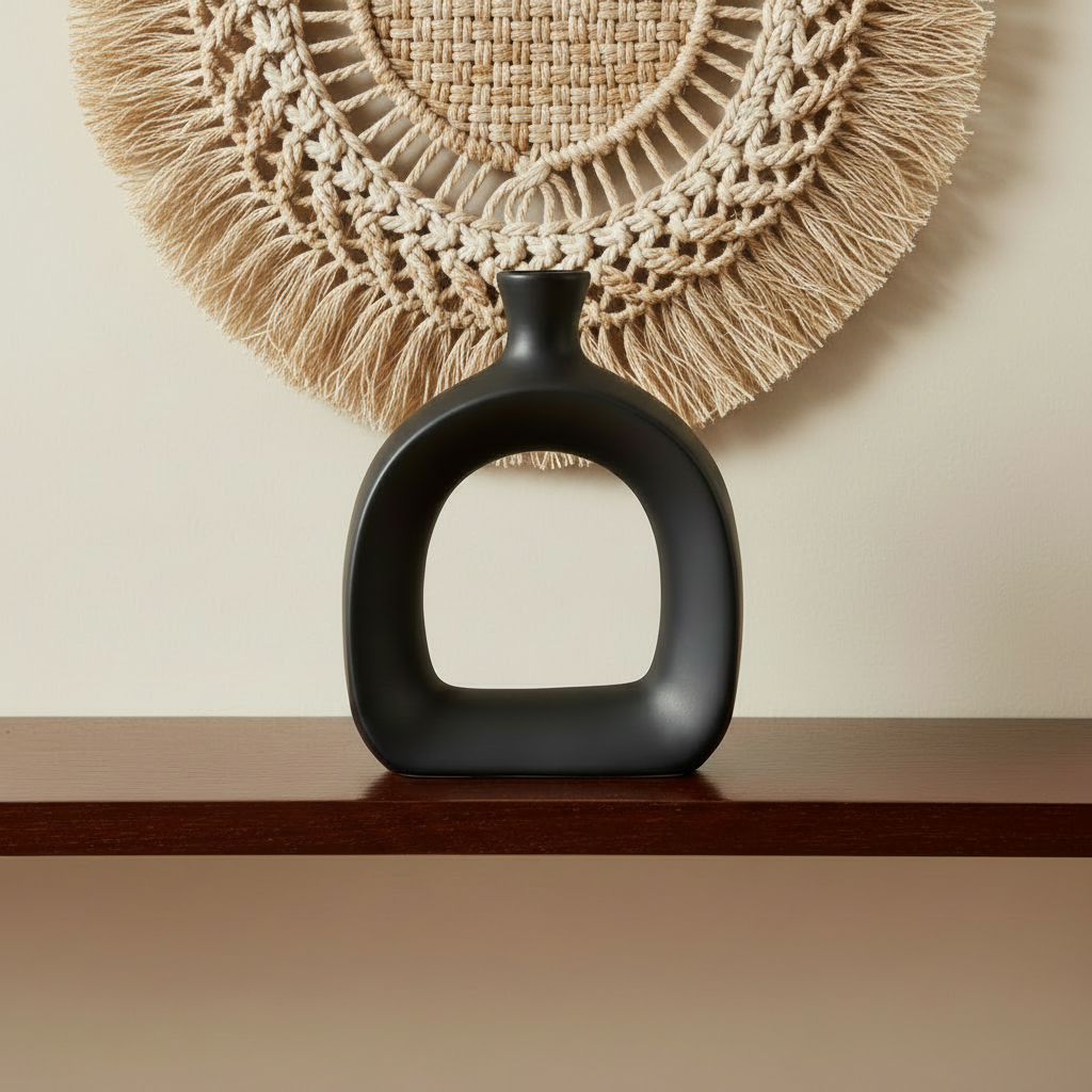 Maryna Sculptural Open Ceramic Donut Vase