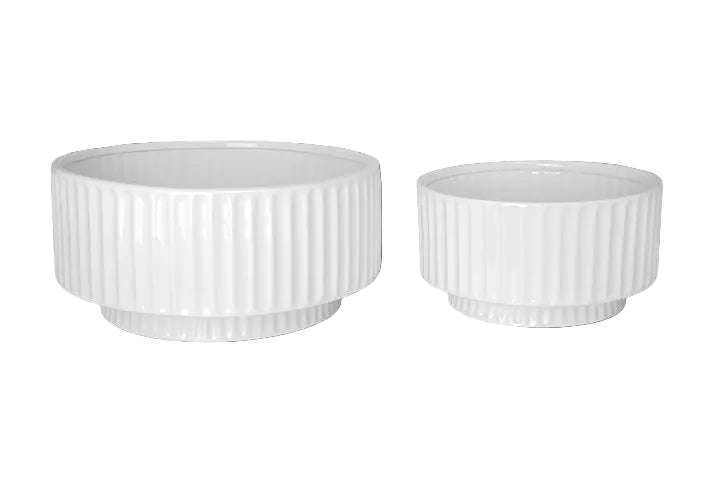 Lynn Ribbed Pedestal Planters (Set of 2)