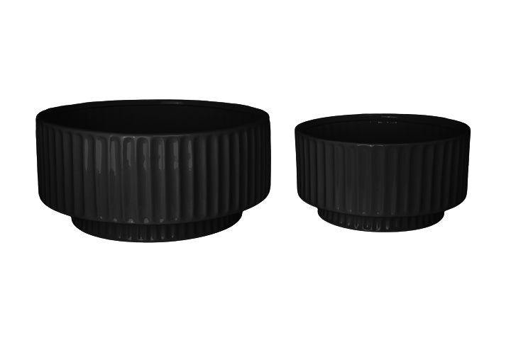 Lynn Ribbed Pedestal Planters (Set of 2)