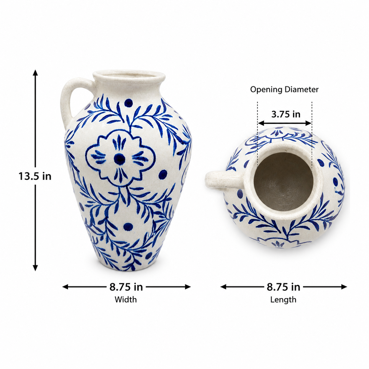 Ami Chinoiserie Single-Handled Ceramic Vase