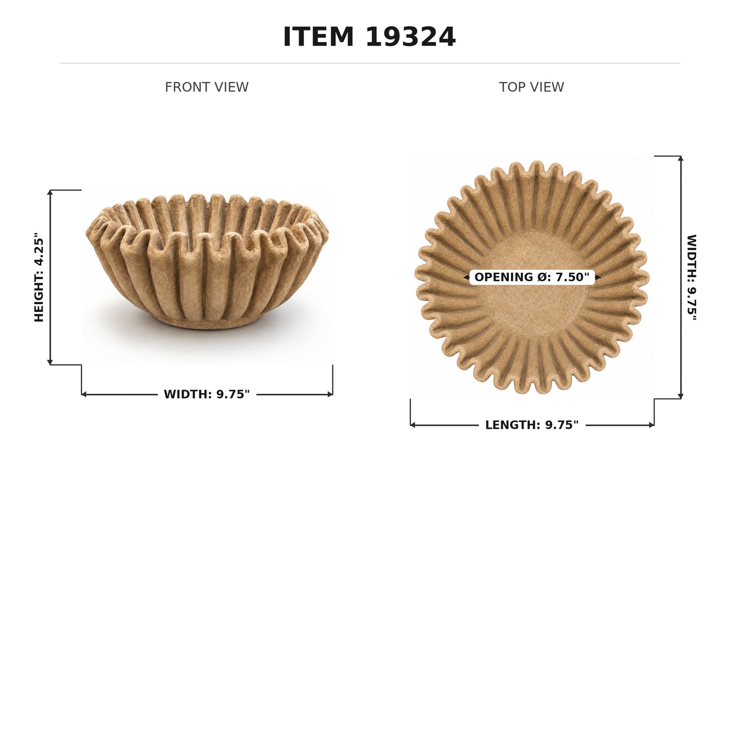 Rena Fluted Cement Bowl Planter