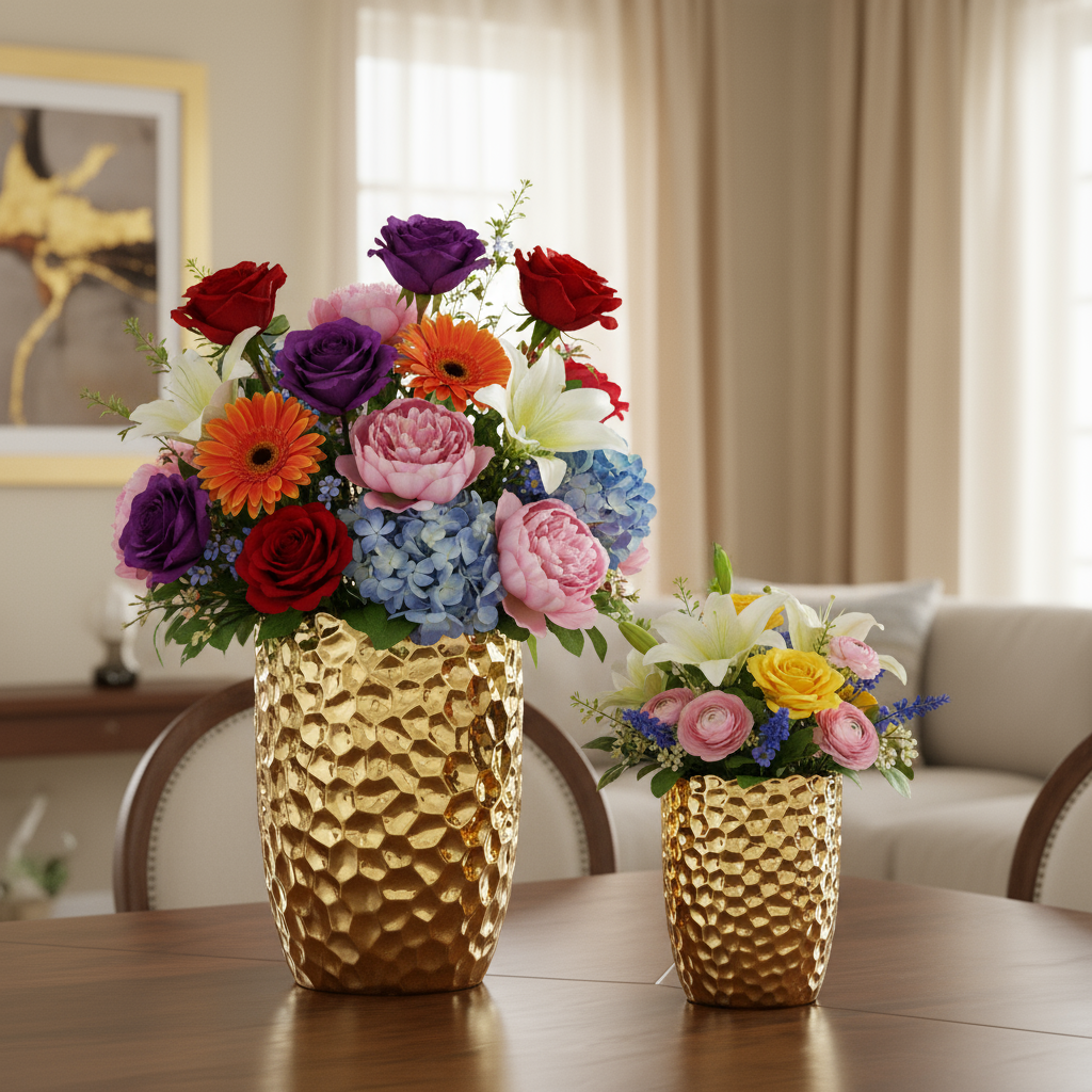 Andrea Ceramic Round Vase Set (Set of 2)