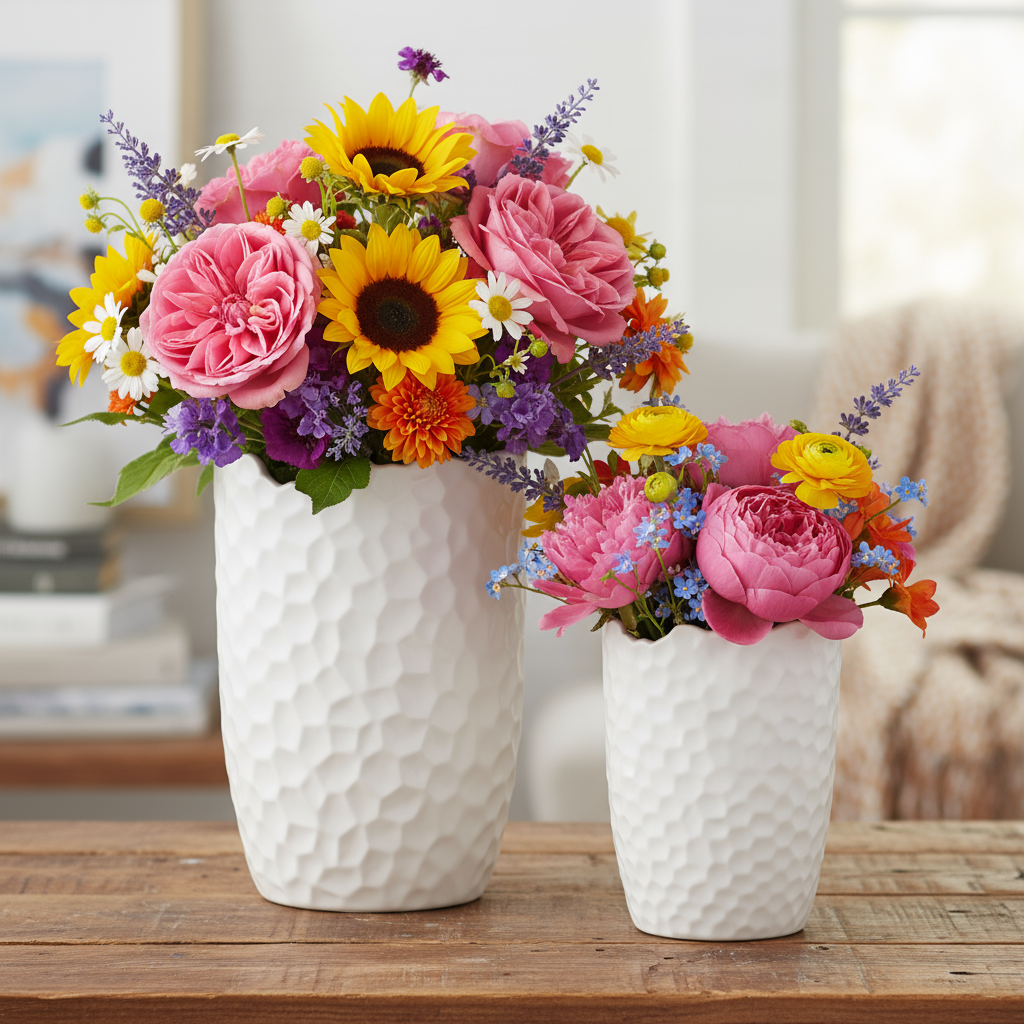 Andrea Ceramic Round Vase Set (Set of 2)