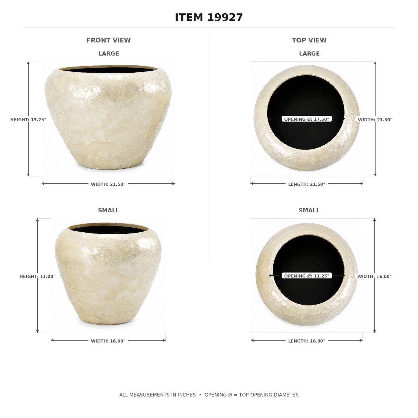 Yael Capri Shell Bowl Planter Set (Set of 2)