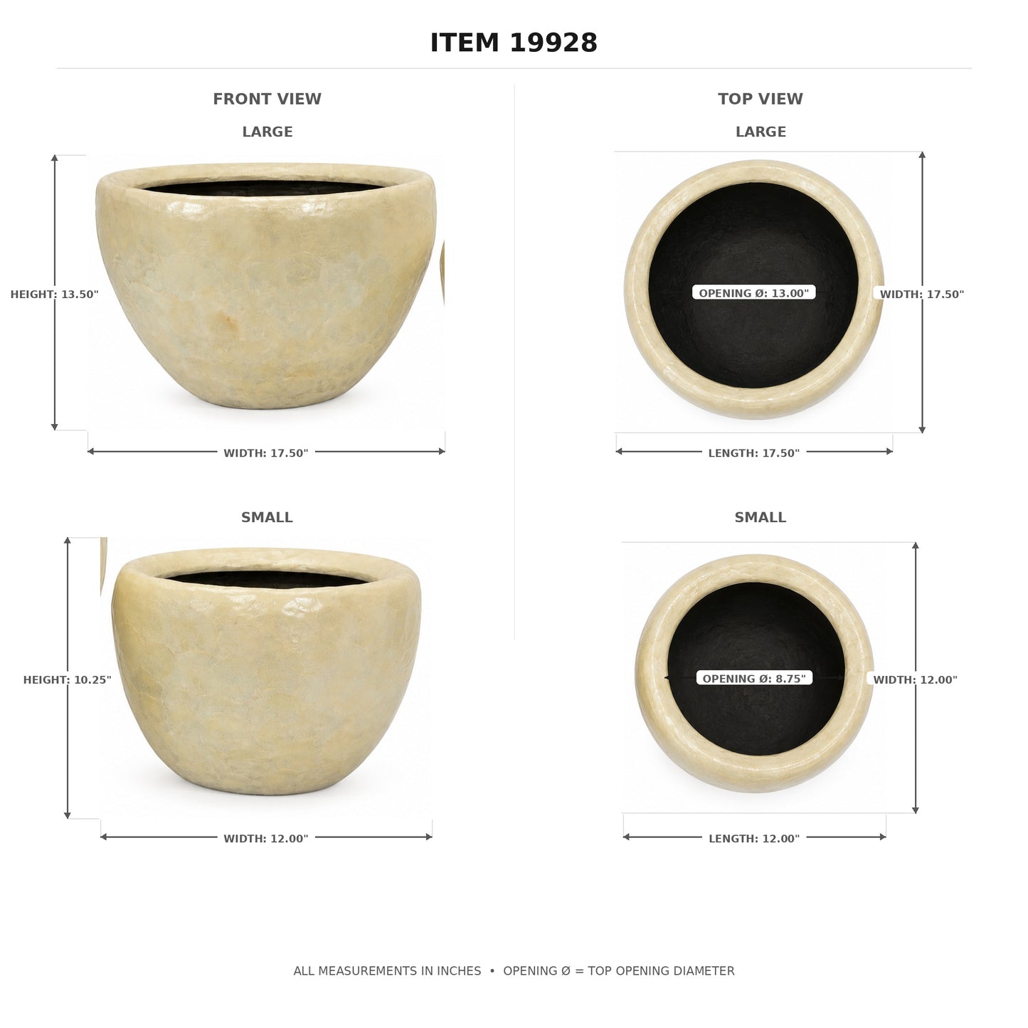 Raya Capri Shell Round Planter Set (Set of 2)