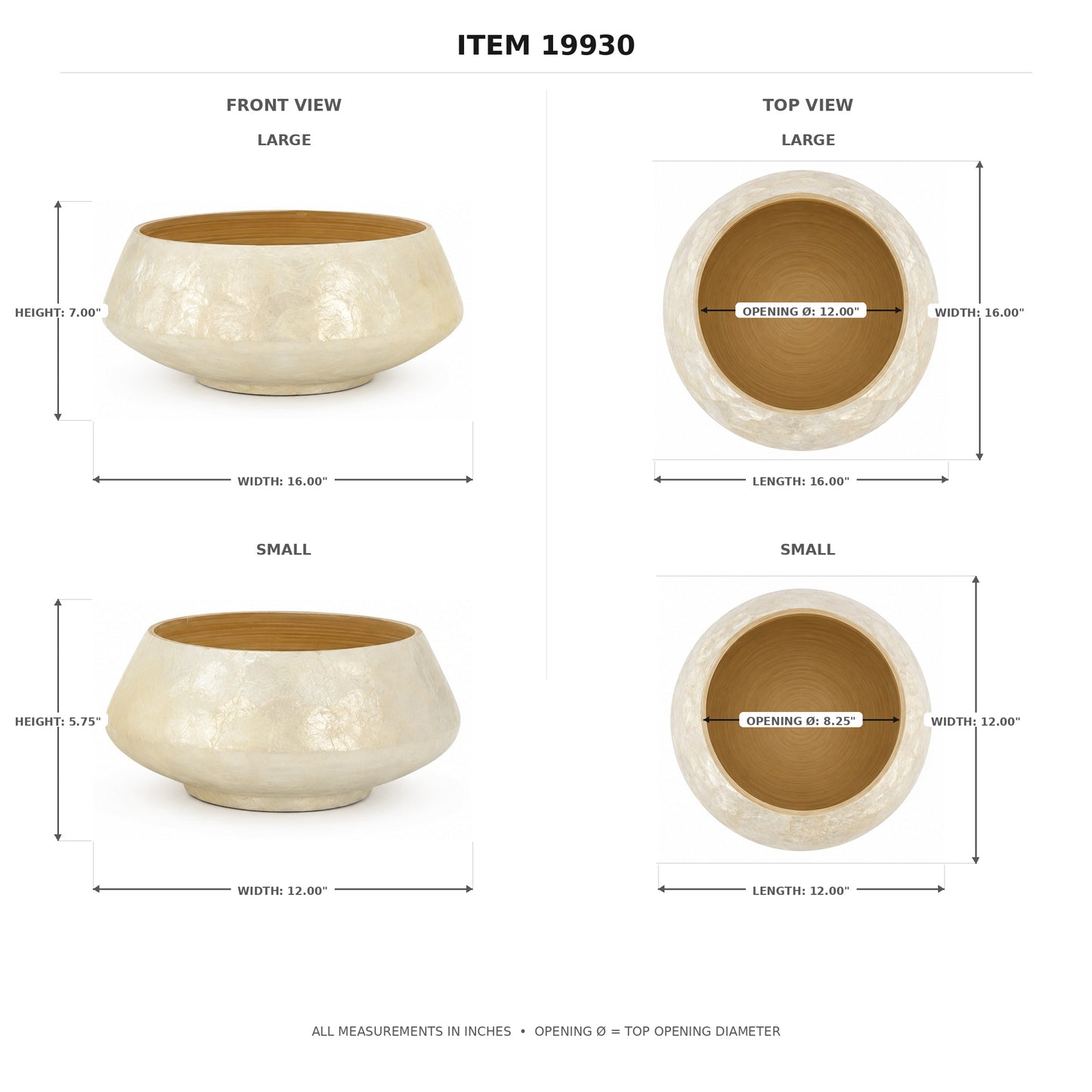 Melia Shell Mosaic Bowl Planter Set (Set of 2)