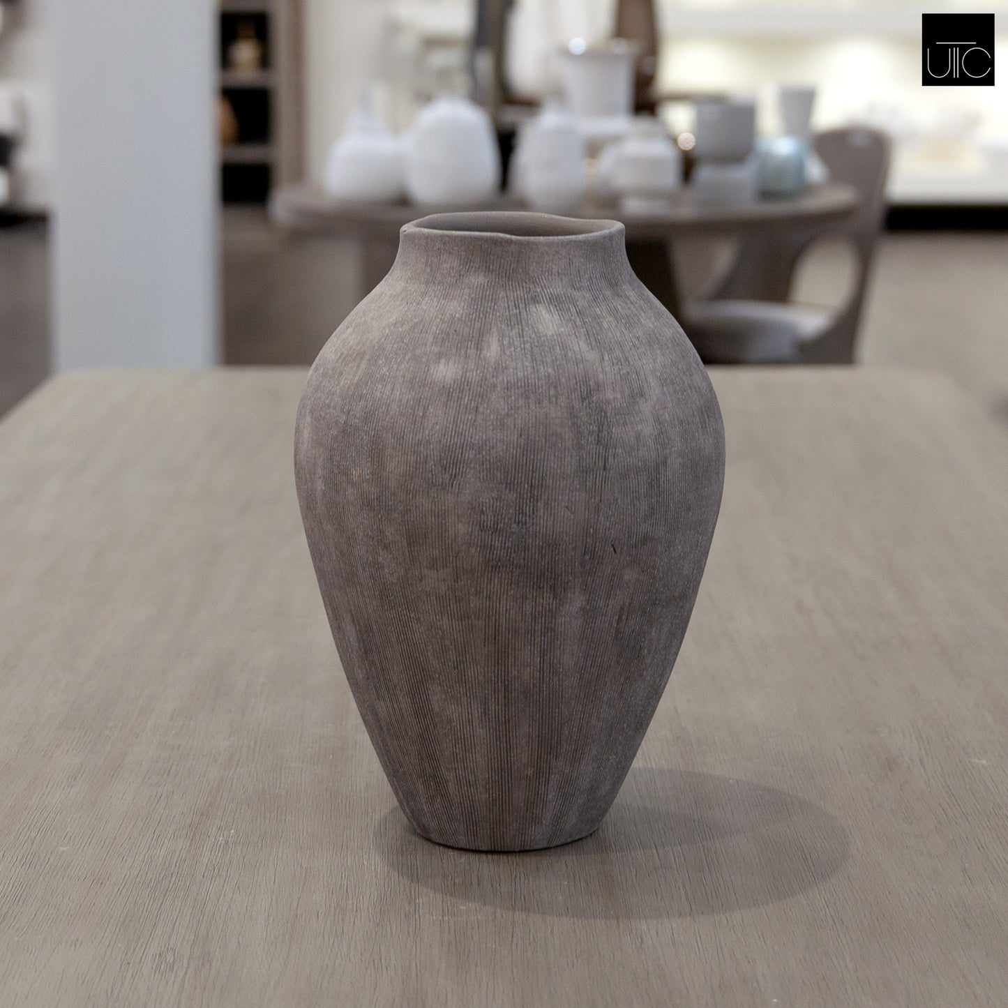 Pavati Handcrafted Egg-Shaped Terracotta Vase with Ribbed Texture
