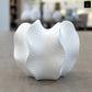Freya Four-Lobe Sculptural Ceramic Vase with Draped-Leaf Texture