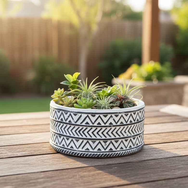 Mara Ceramic Wide Round Tribal Pot