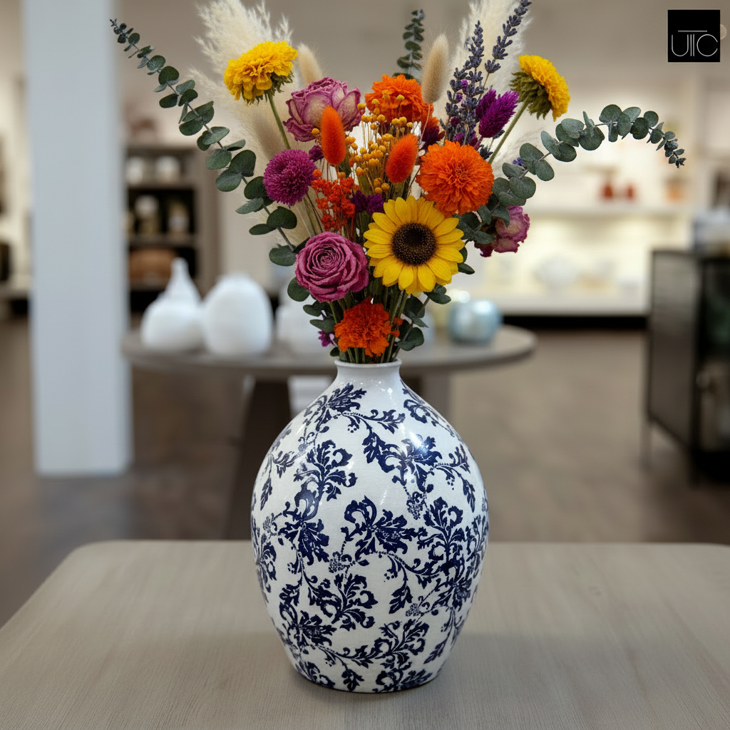 Vlada Chinoiserie Ginger Jar Style Ceramic Vase