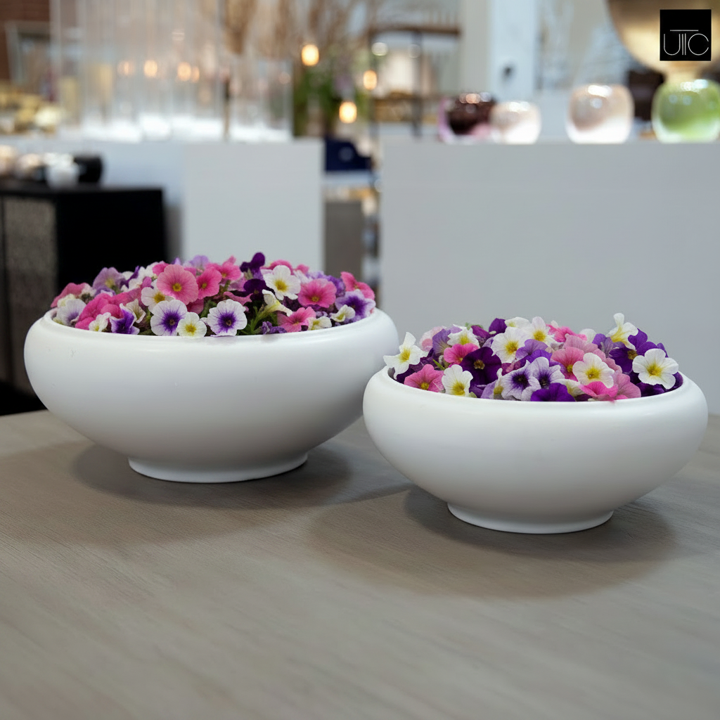 Valeriya Shallow Ceramic Planter Set (Set of 2)