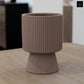 Oksana Ribbed Stoneware Vase with Tapered Pedestal Base