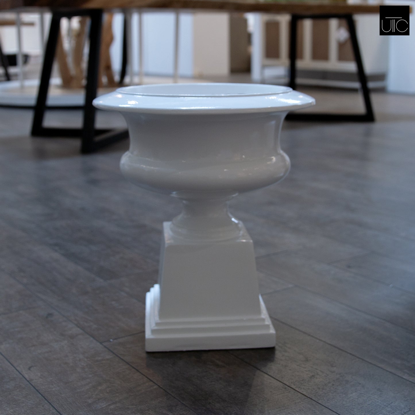 Aluna Classical Campagna Fiberglass Urn Planter with Pedestal