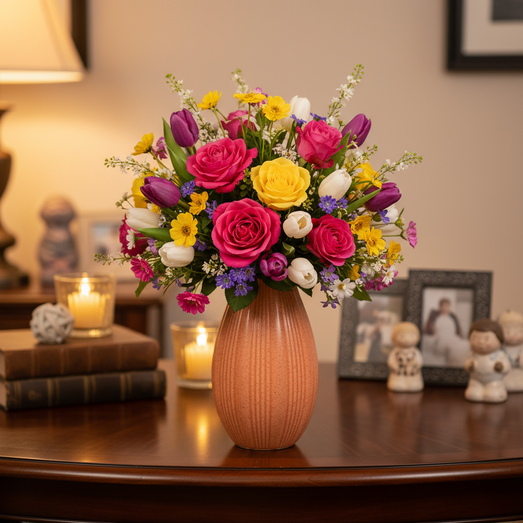Kiki Ceramic Slim Round Bottle Vase with Embossed Column Design Body