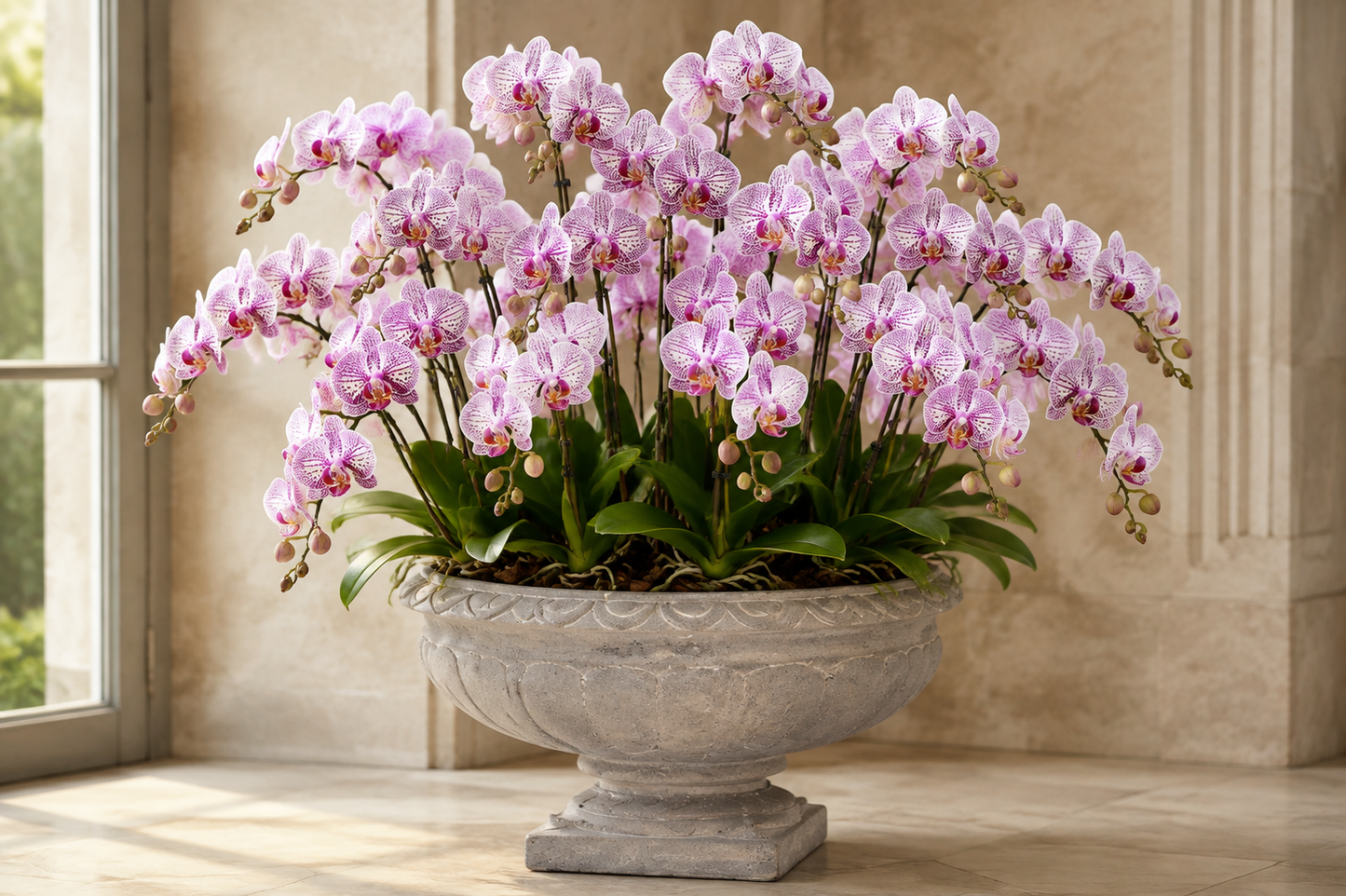 Pavion Low Classic Cement Urn Vase