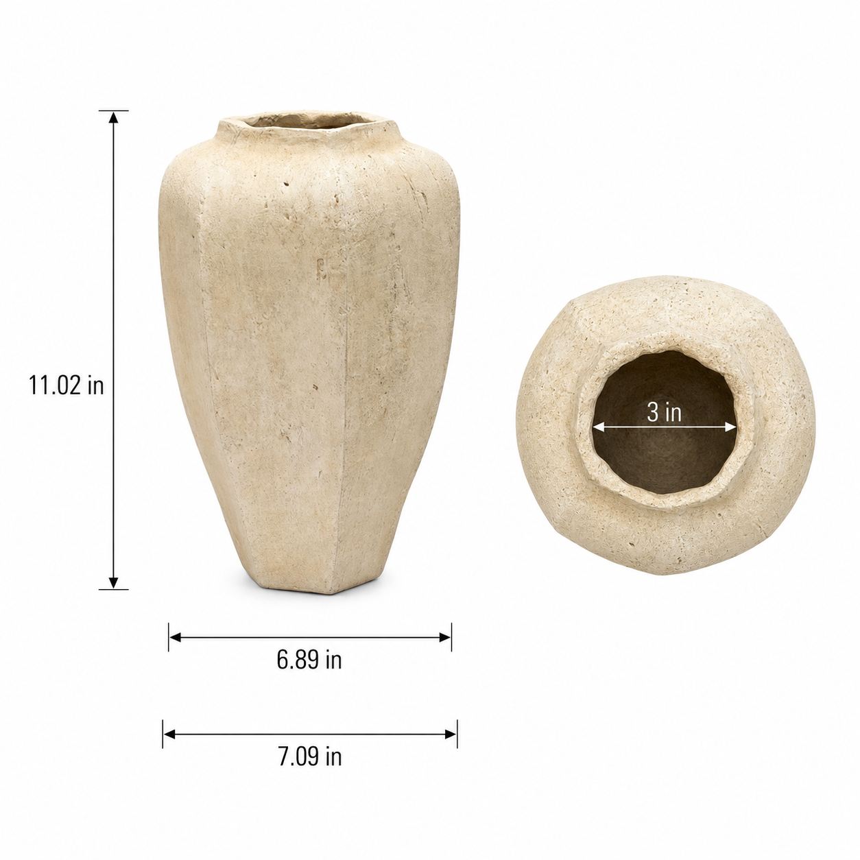 Aliona Handcrafted Faceted Angular Terracotta Vase