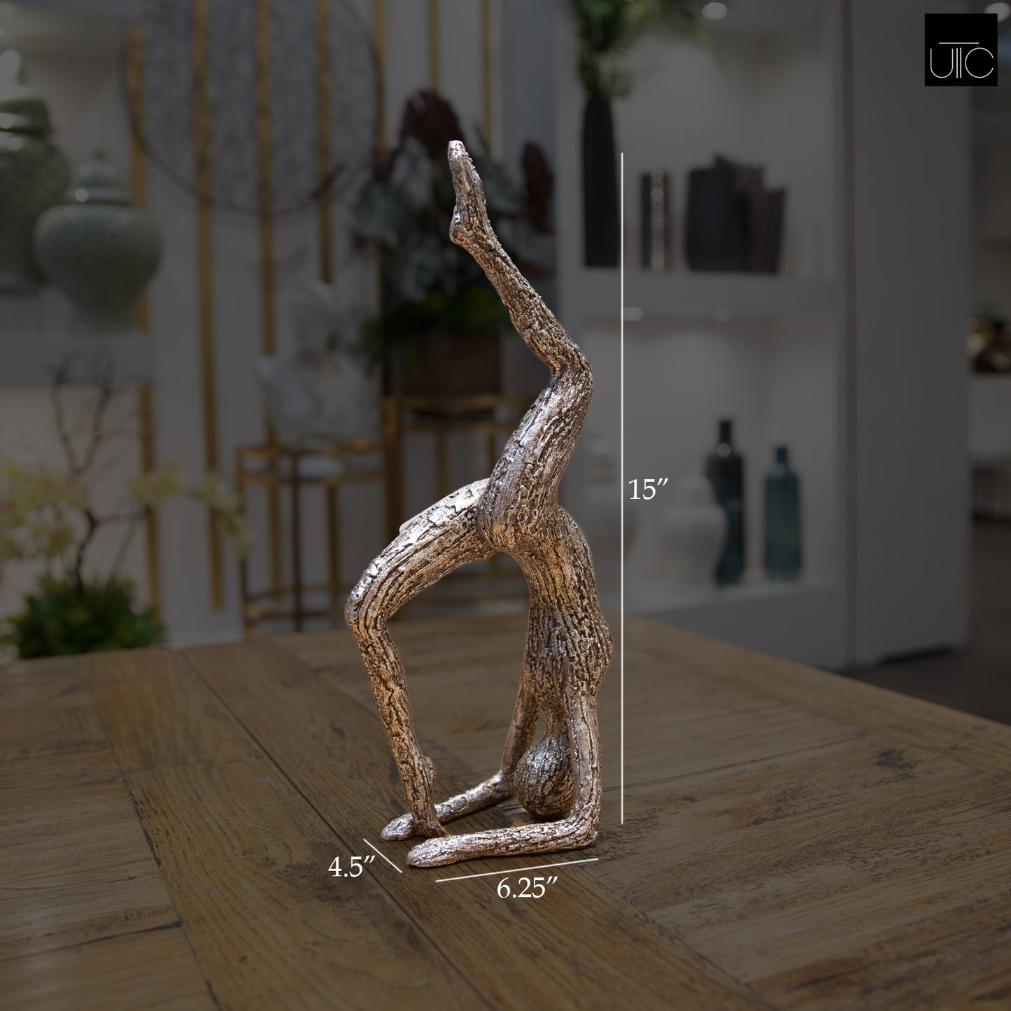 Kendall Polyresin Charcoal Yoga Lady Antique