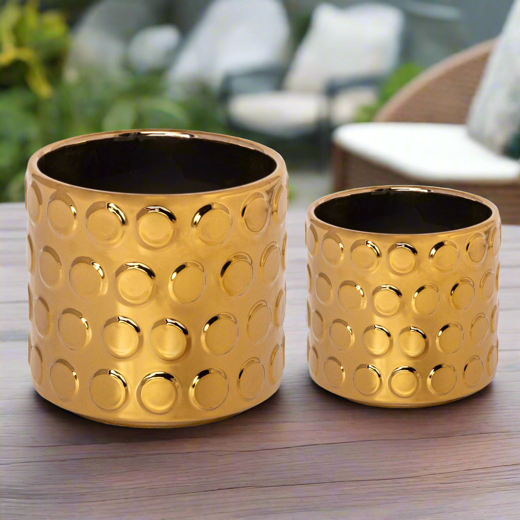 Quinn Bubble Pattern Ceramic Planter Set (Set of 2)