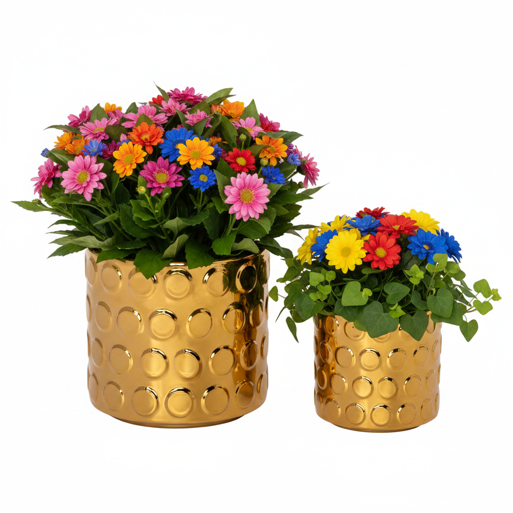 Quinn Bubble Pattern Ceramic Planter Set (Set of 2)