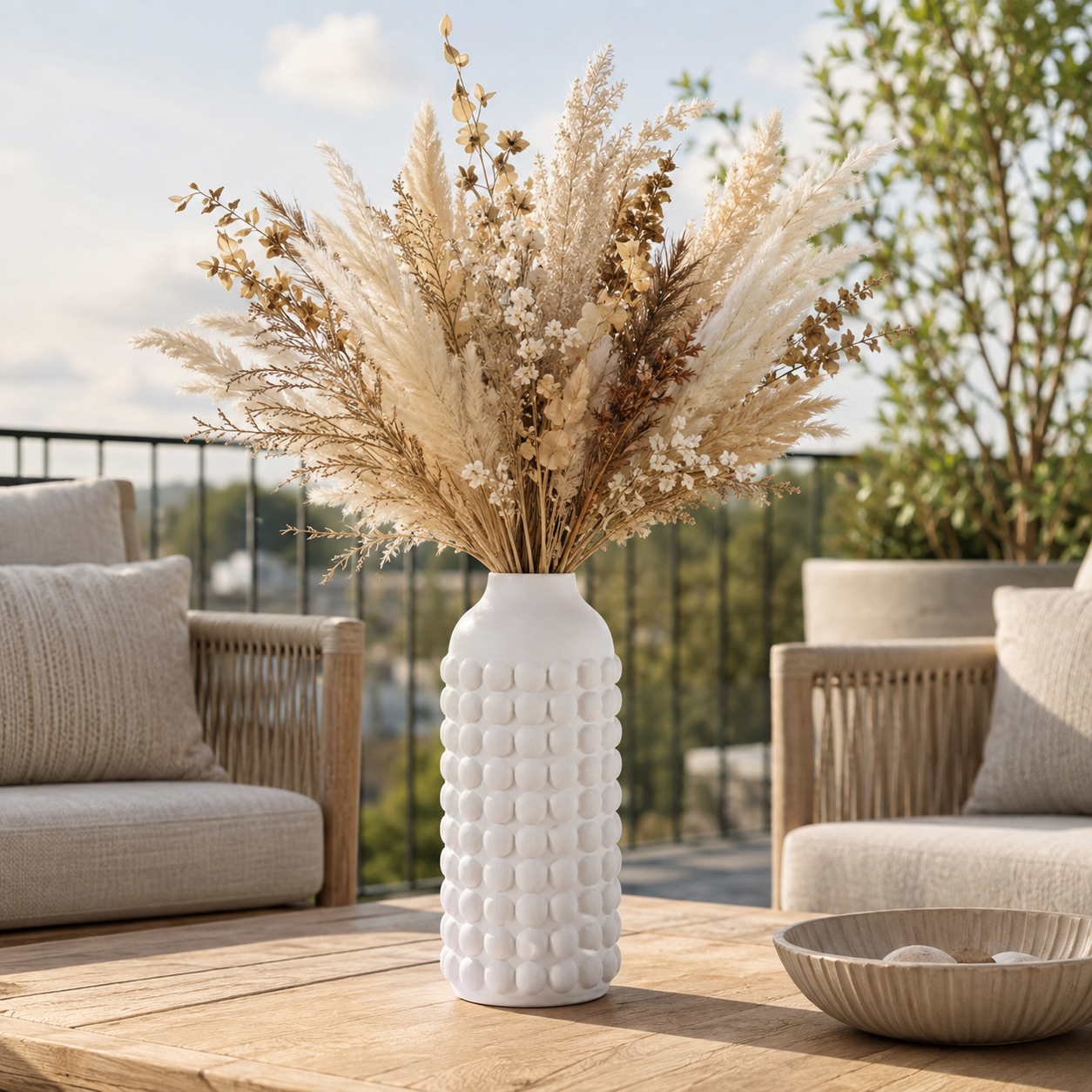 Nessa Round Bubbled Ceramic Vase