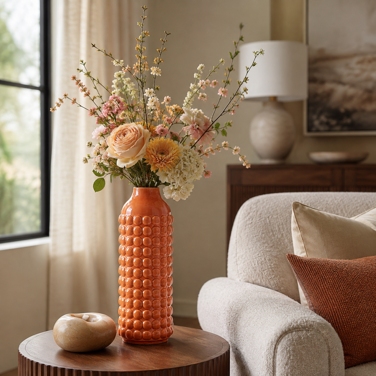 Nessa Round Bubbled Ceramic Vase