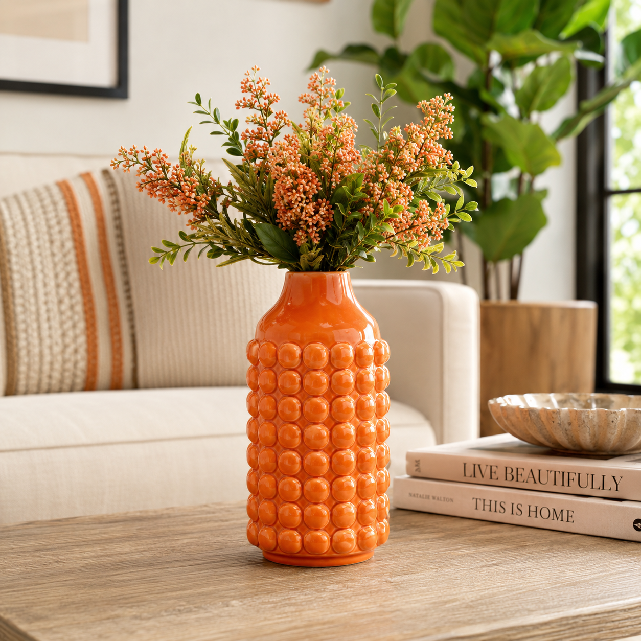Nessa Round Bubbled Ceramic Vase