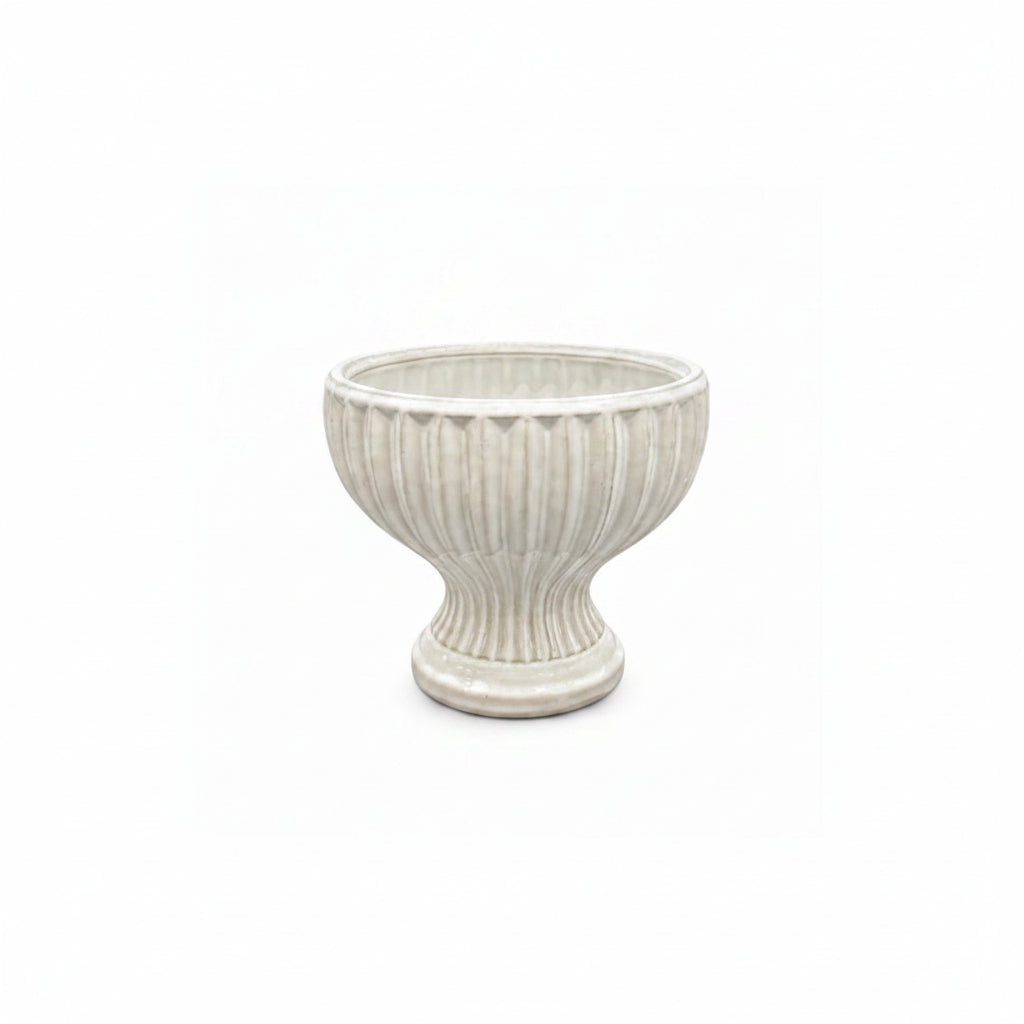 Eline Fluted Pedestal Ceramic Planter