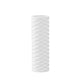 A matte finish white ceramic round cylindrical vase with embossed wave design.