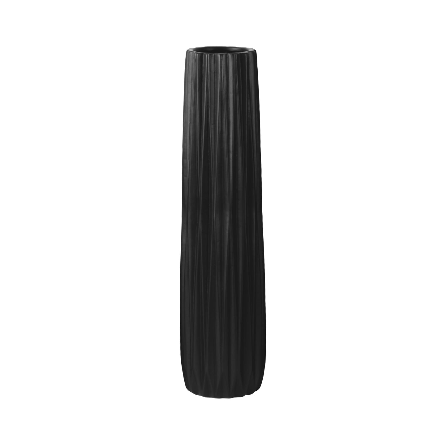 Kitte Ceramic Elongated Round Vase with Ribbed Design Body
