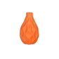 A matte finish ceramic round bellied vase with an embossed wave pattern design.