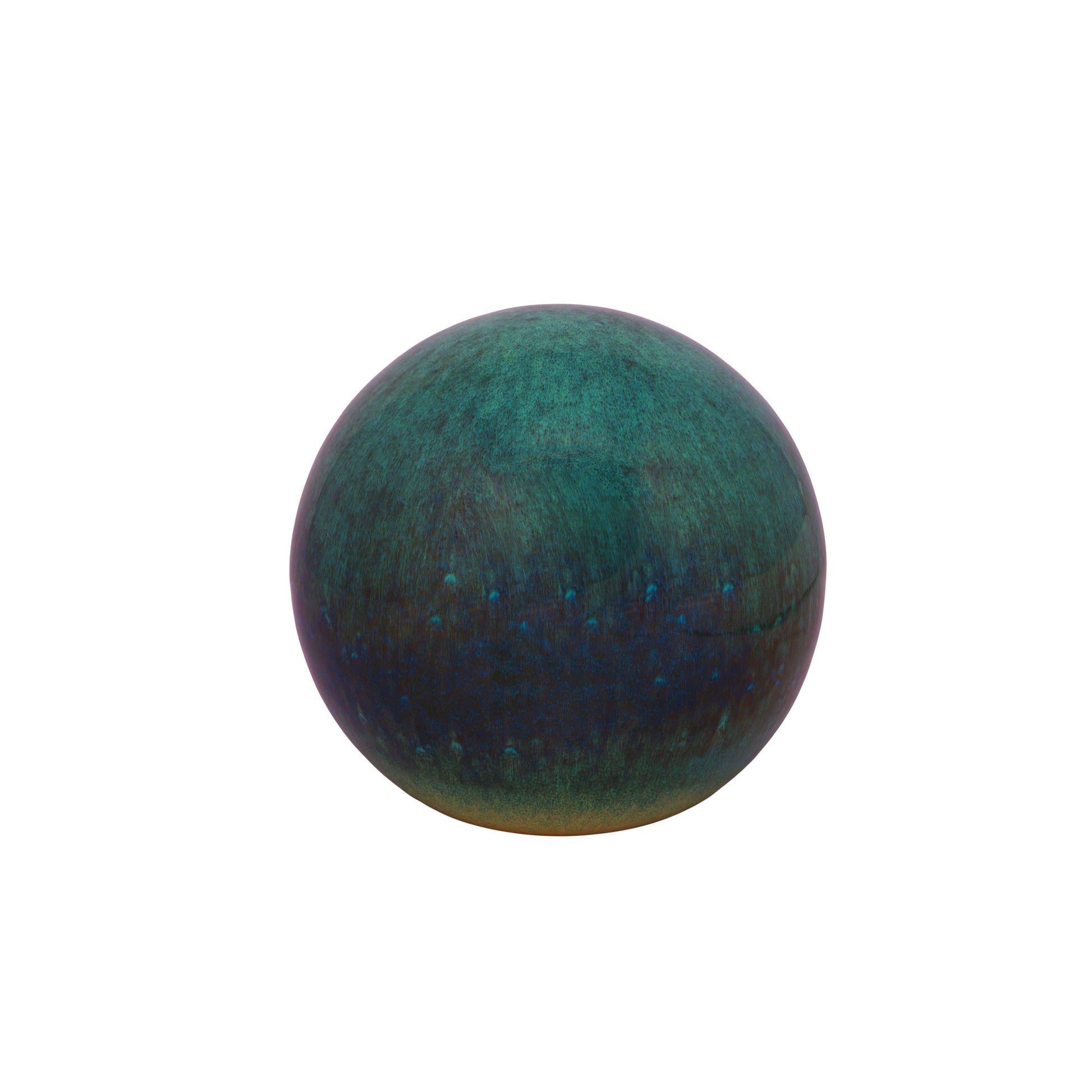 A ceramic ball with a greenish hue and a slight metallic sheen.