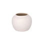 A white stoneware pot suitable for use as a vase.