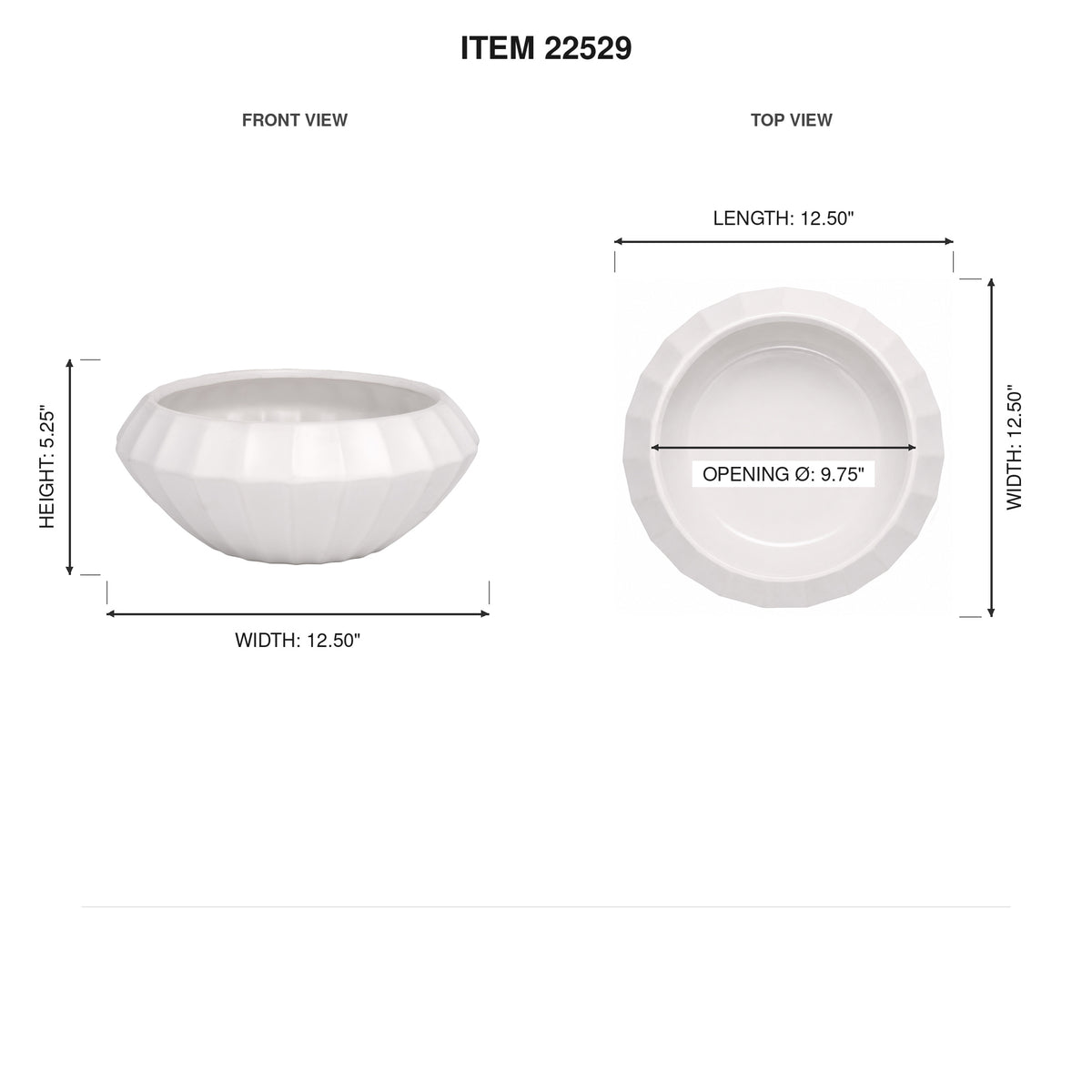 Arwyn White Ceramic Ripped Round Pot