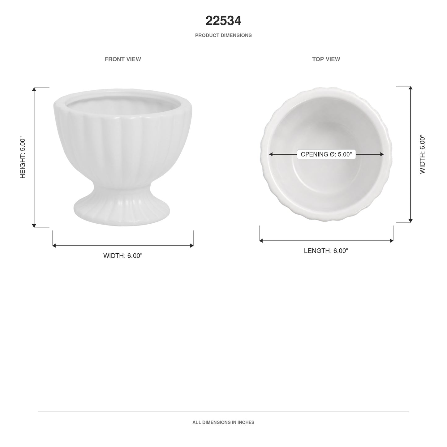 Grellen Rippled Off-White Compote Planters