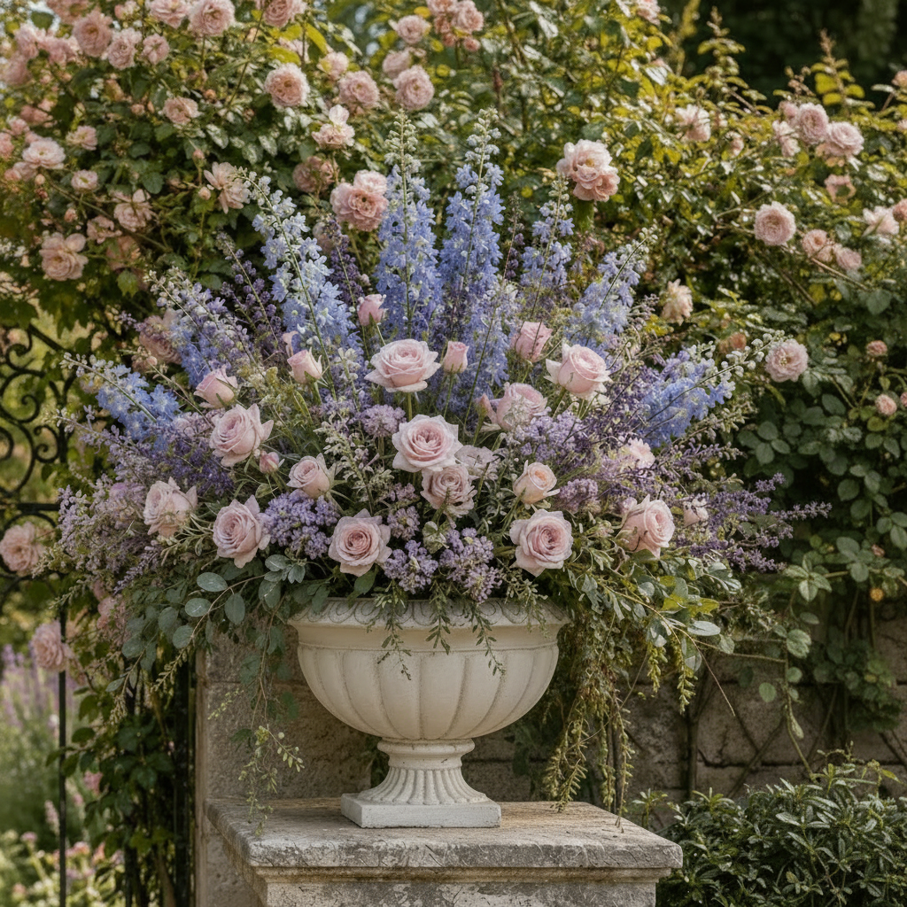Zale Classic Fluted Garden Urn Planter with Pedestal