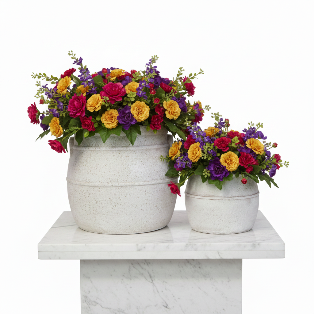 Evgen Rustic Barrel Planter Set (Set of 2)