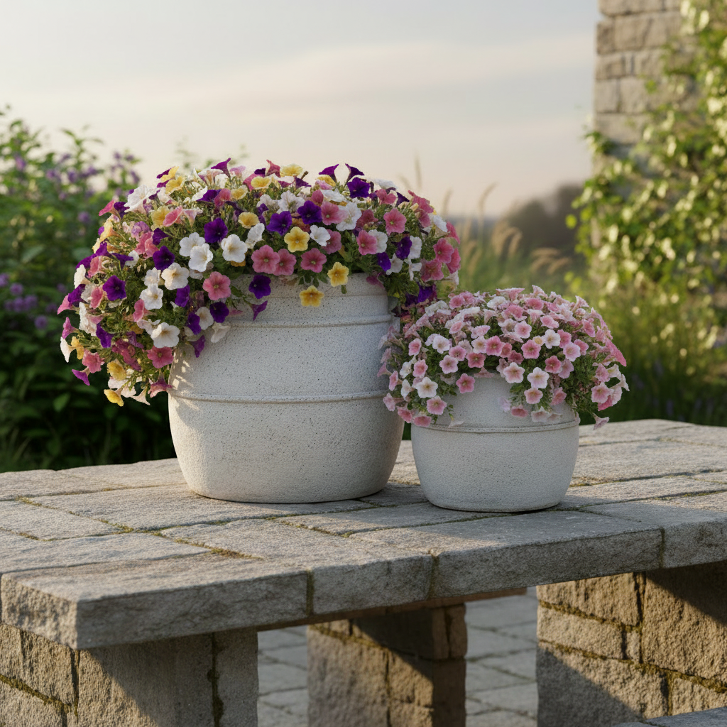 Evgen Rustic Barrel Planter Set (Set of 2)